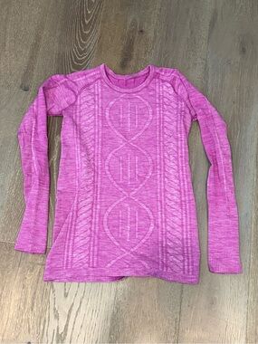 lululemon athletica Pink Cable-Pattern Crewneck long sleeve